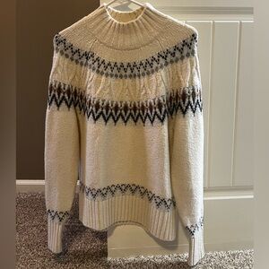 Cream Patterned Knit Sweater